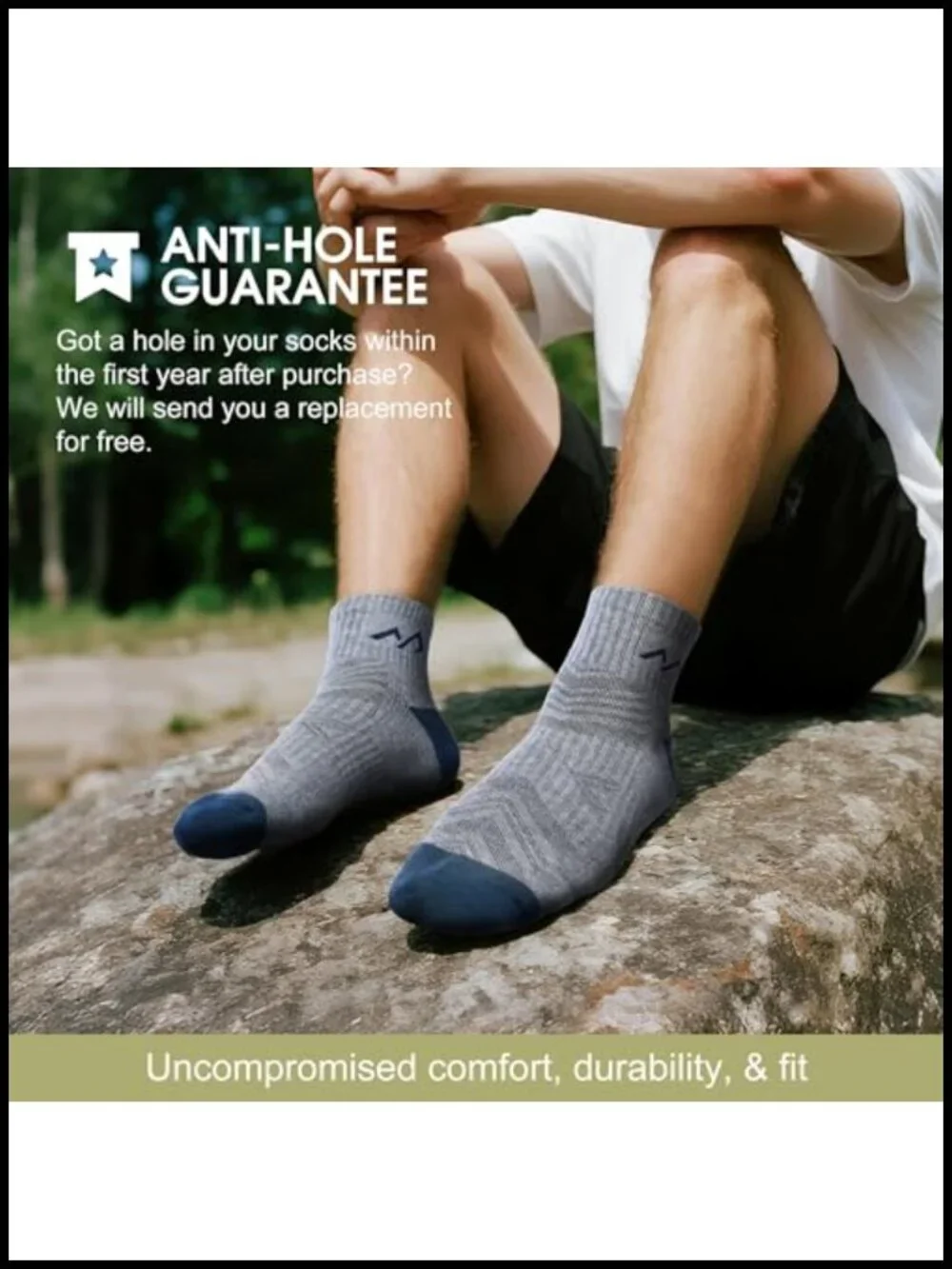 Merino Wool Hiking Socks for Men Quarter Ankle 5 Pair Pack Anti Blister